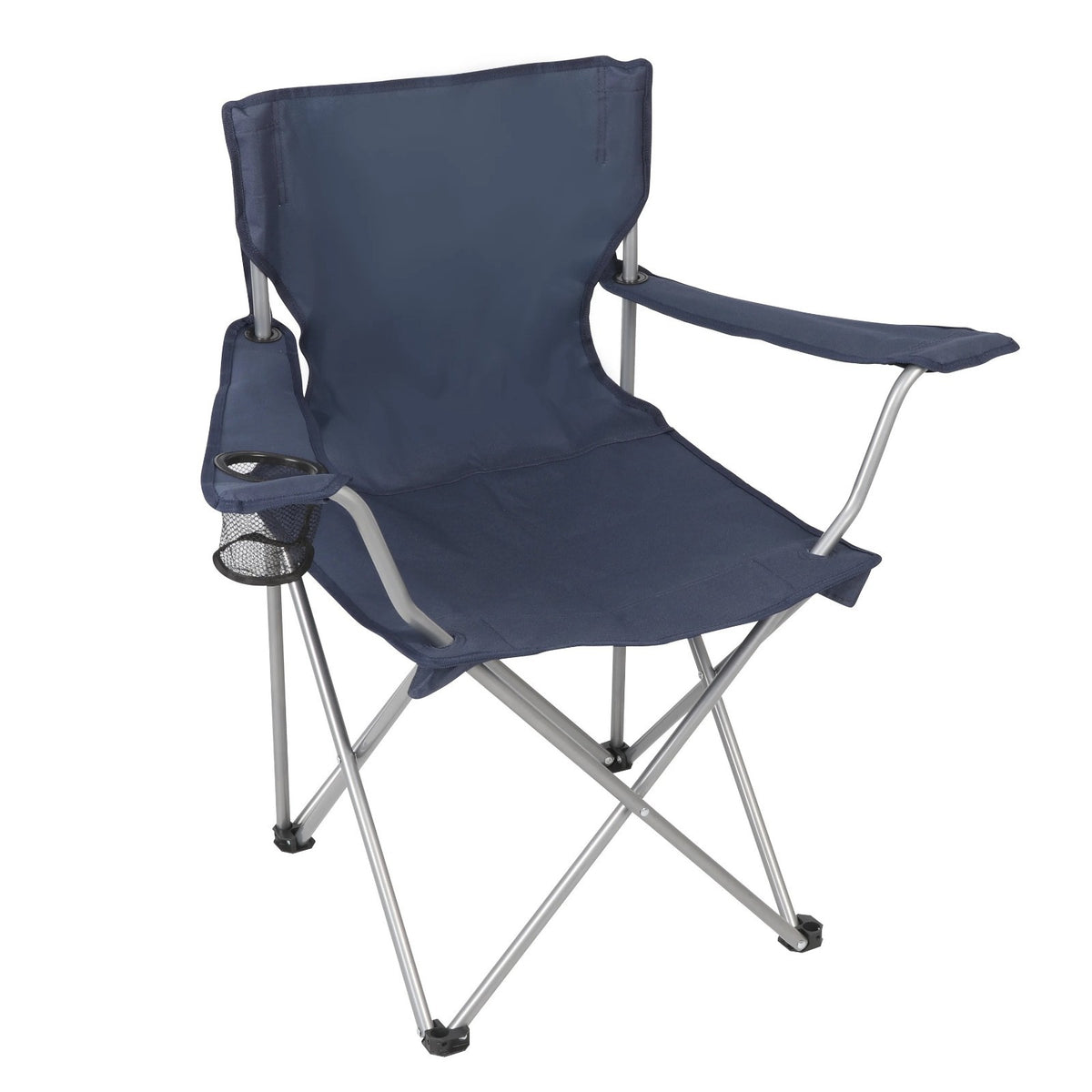 Portable Folding Camping Chair with Cup Holder - Dark Blue, 225 lbs Capacity