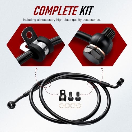 Front Brake Line for Harley Dyna Non-ABS 48.9 Inch Black Replacement