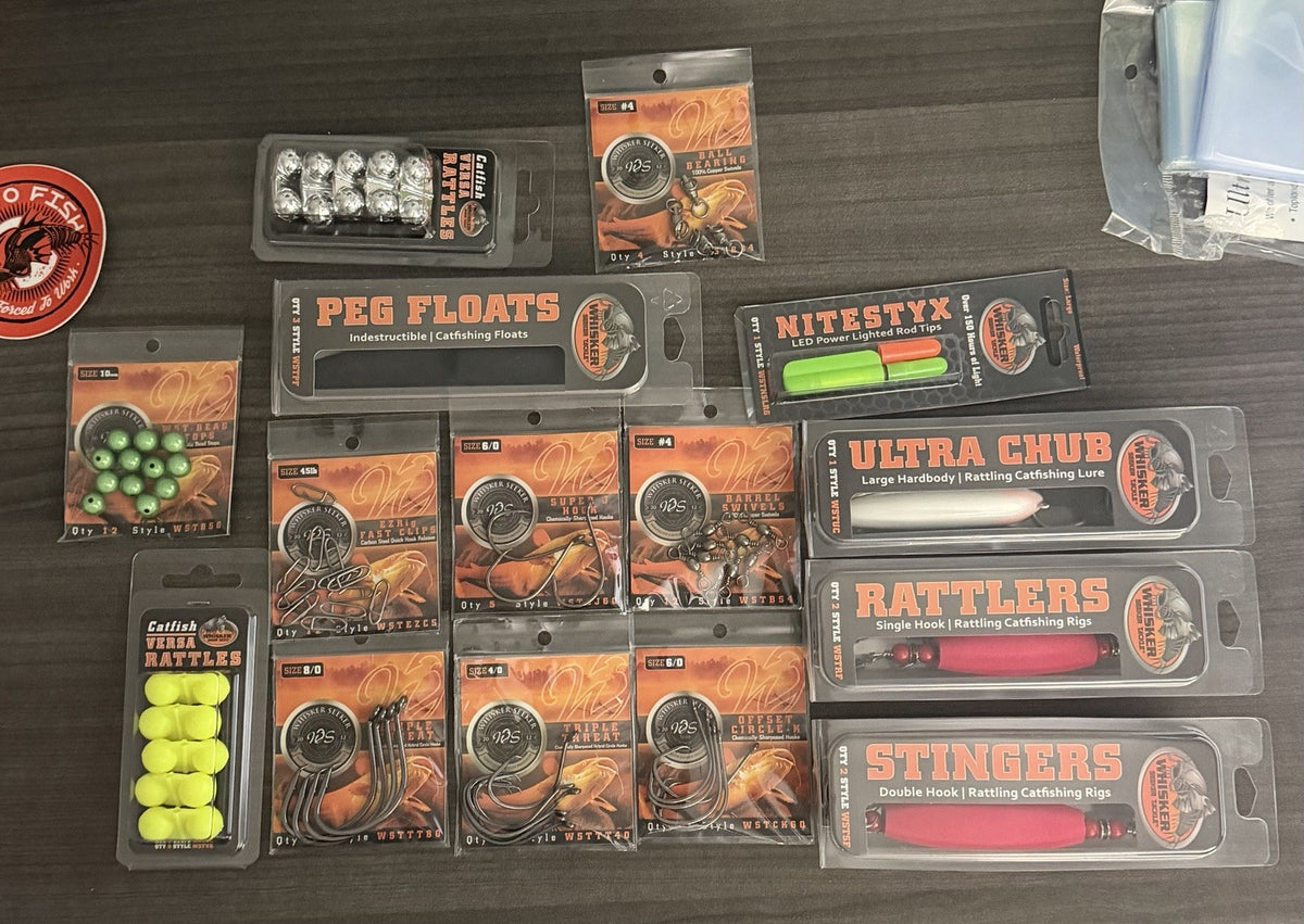Fishing Rigs & Hooks Kit - Catfish, Floats, Rattlers, Beads, Swivels & Clips