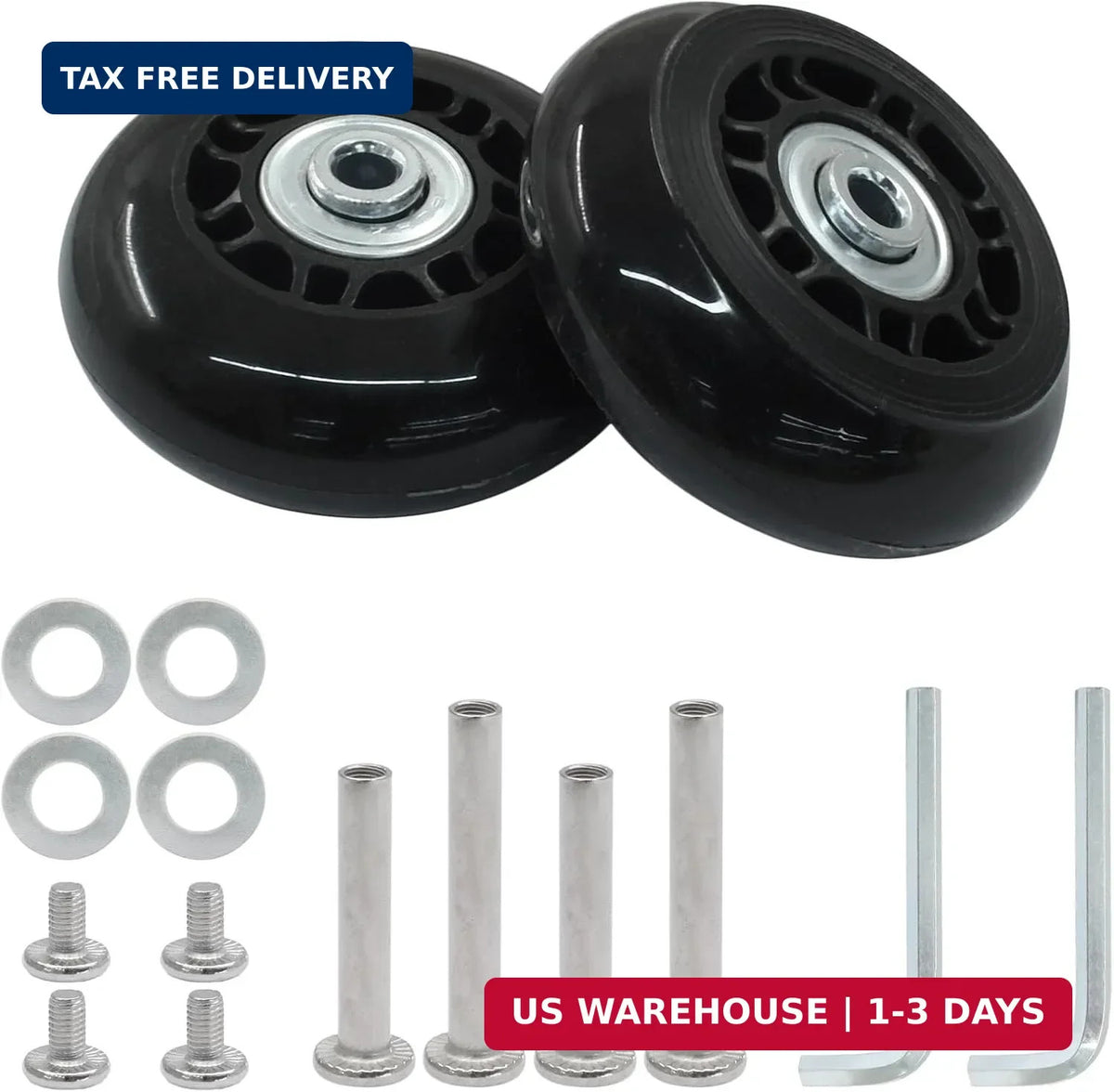 2 Pack Luggage Replacement Wheels 64mm Rubber Suitcase Casters Set
