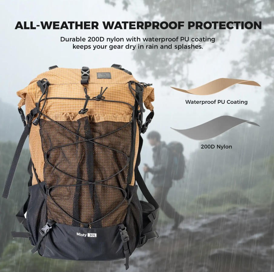 Waterproof Hiking Backpack 30-35L Lightweight Travel Daypack for Outdoors