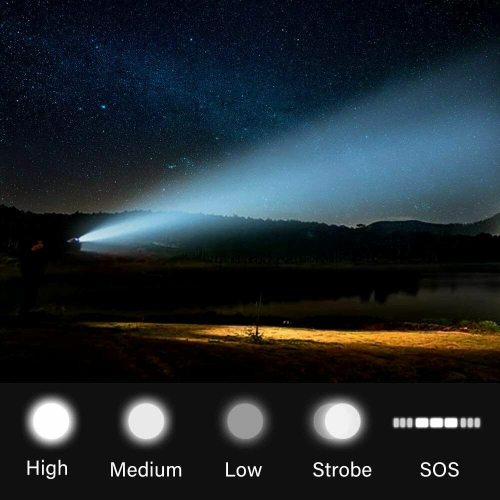 Rechargeable LED Tactical Flashlight with 5 Modes Waterproof Handheld Torch
