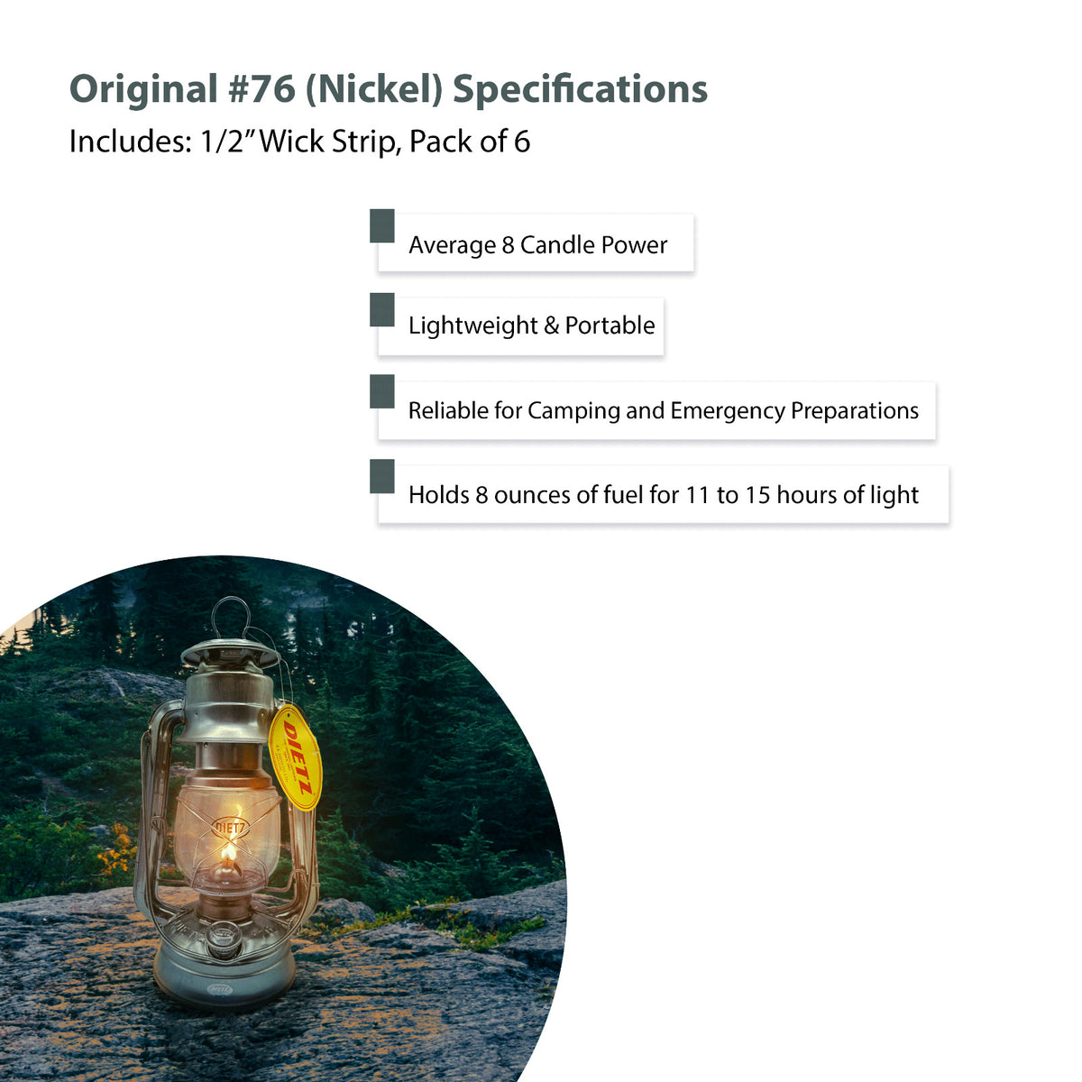 Nickel Oil Lantern with 1/2 Inch Wick - Portable Camping & Emergency Light