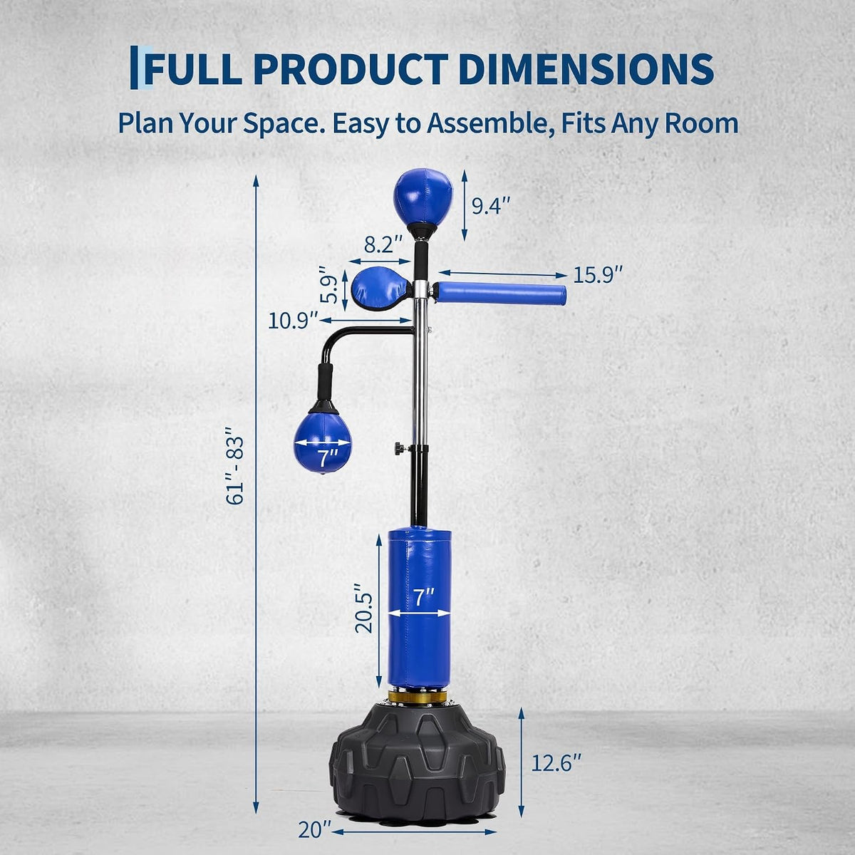 4-in-1 Boxing Punching Bag Stand with Speed Balls & Adjustable Height