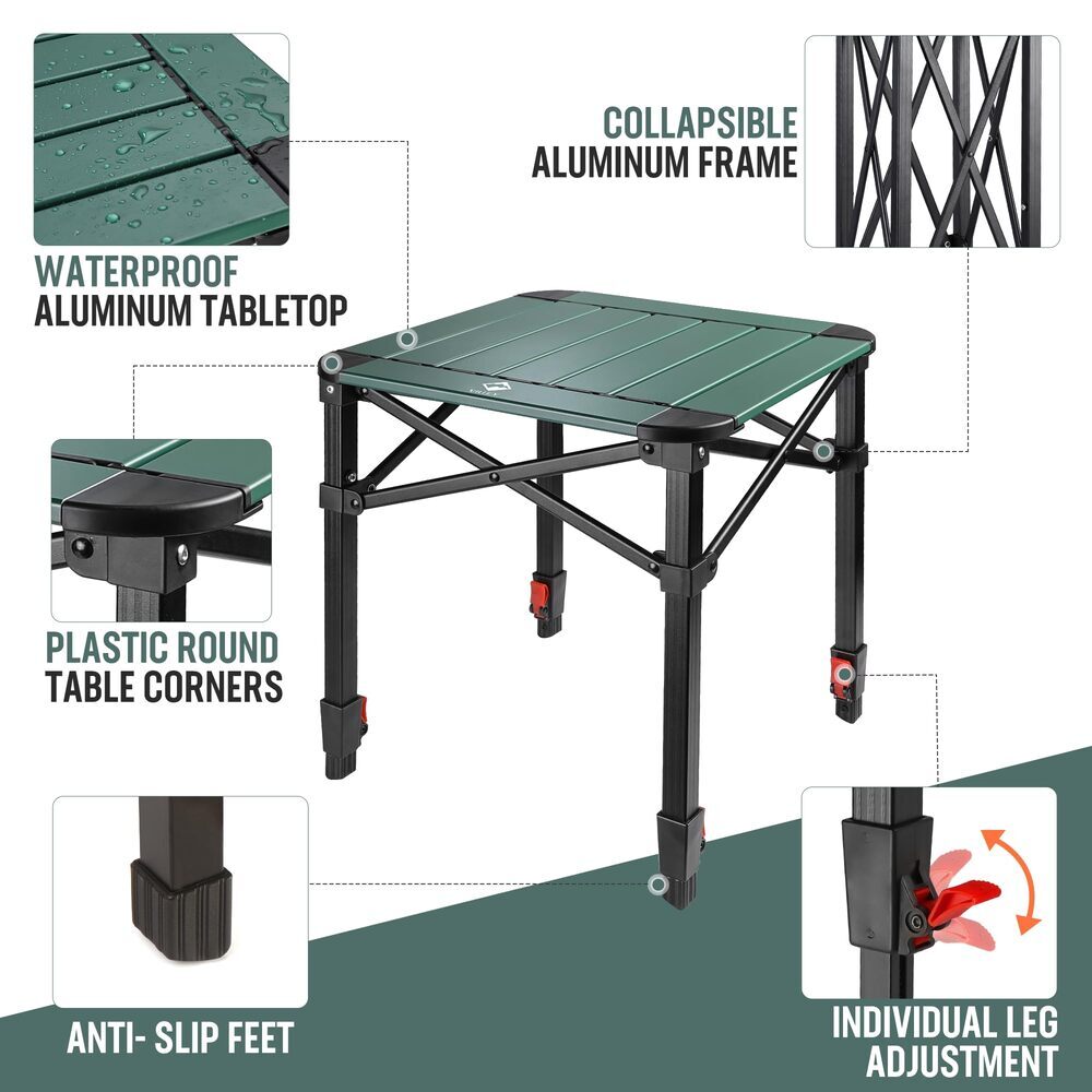 Portable Folding Camping Table with Adjustable Height and Carry Bag