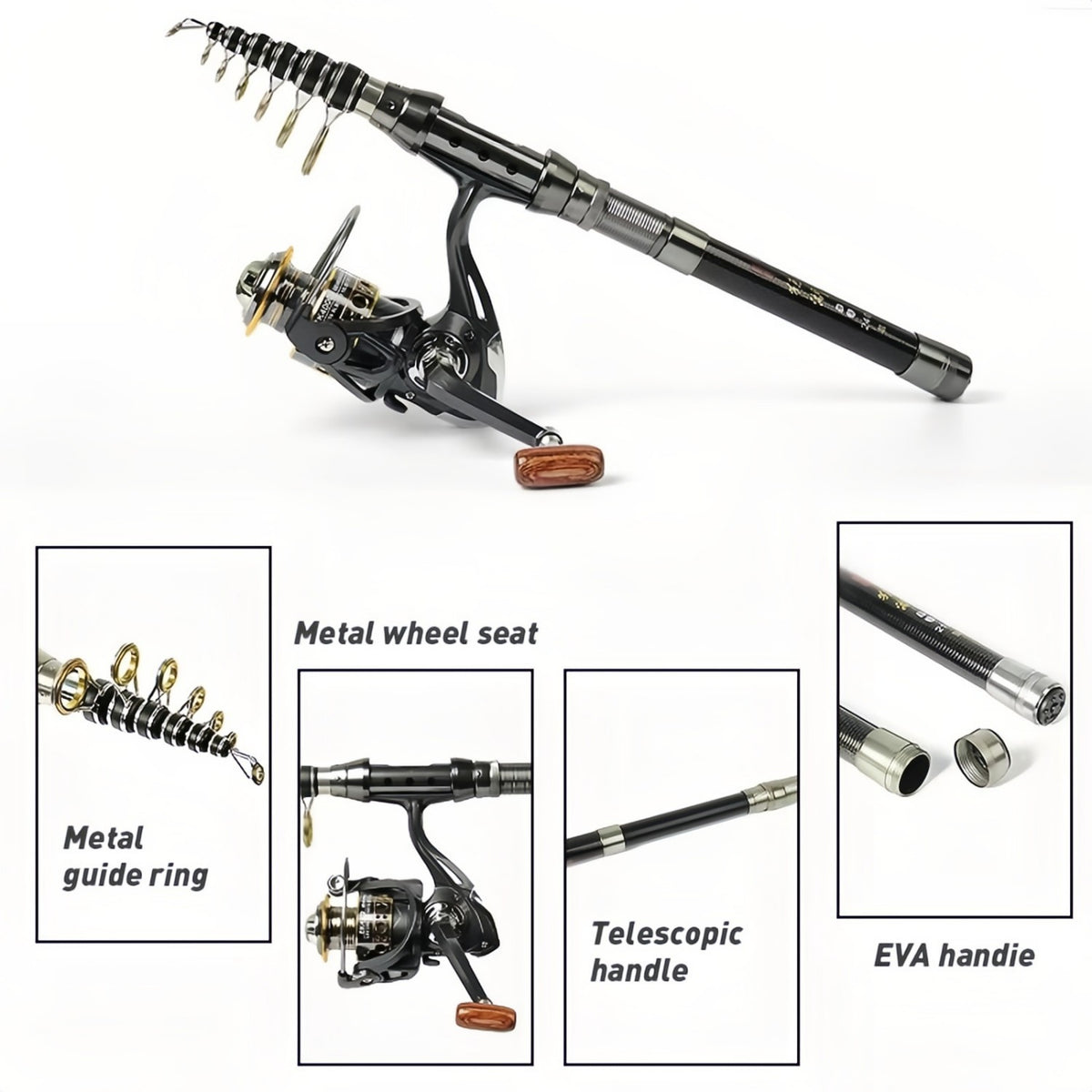 Telescopic Fishing Rod and Reel Bag Combo - Saltwater & Freshwater