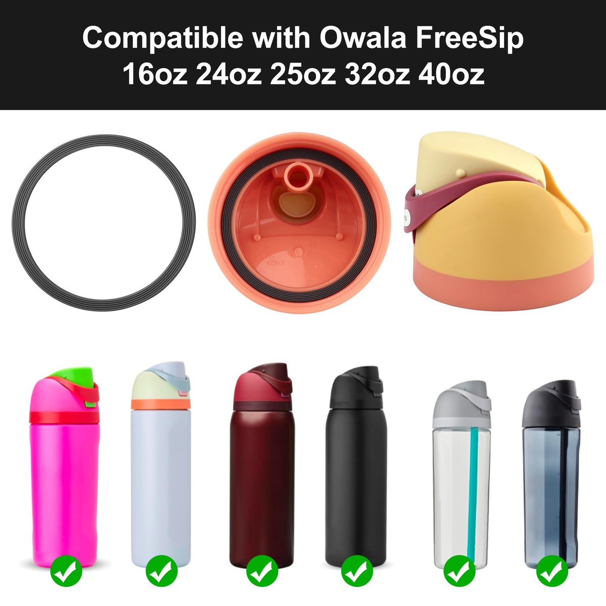 Water Bottle Seal Rings Replacement Silicone Gaskets for Owala Freesip