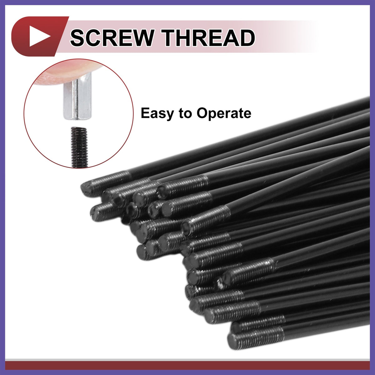 36-Piece Bicycle Spokes Set 210mm | 45 Steel Black Wheel Parts