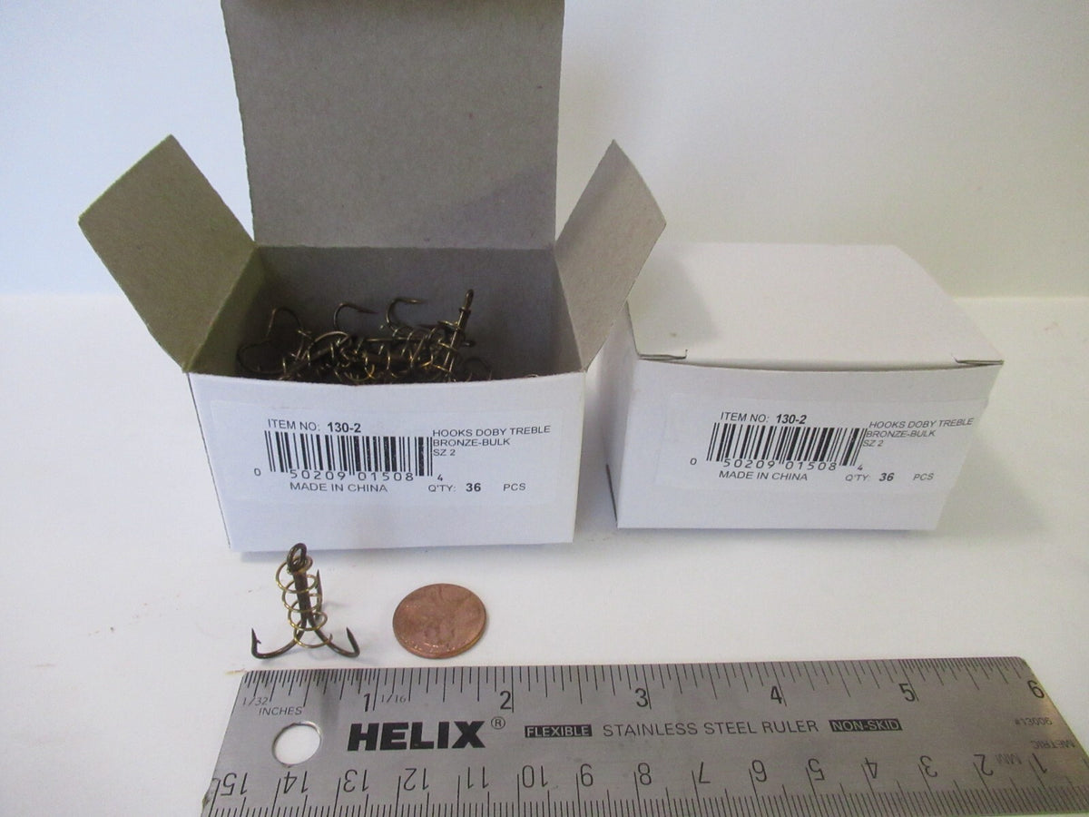 Treble Fishing Hooks - Bronze Spring Bait Hooks for Fish Tackle, Multiple Sizes & Quantities