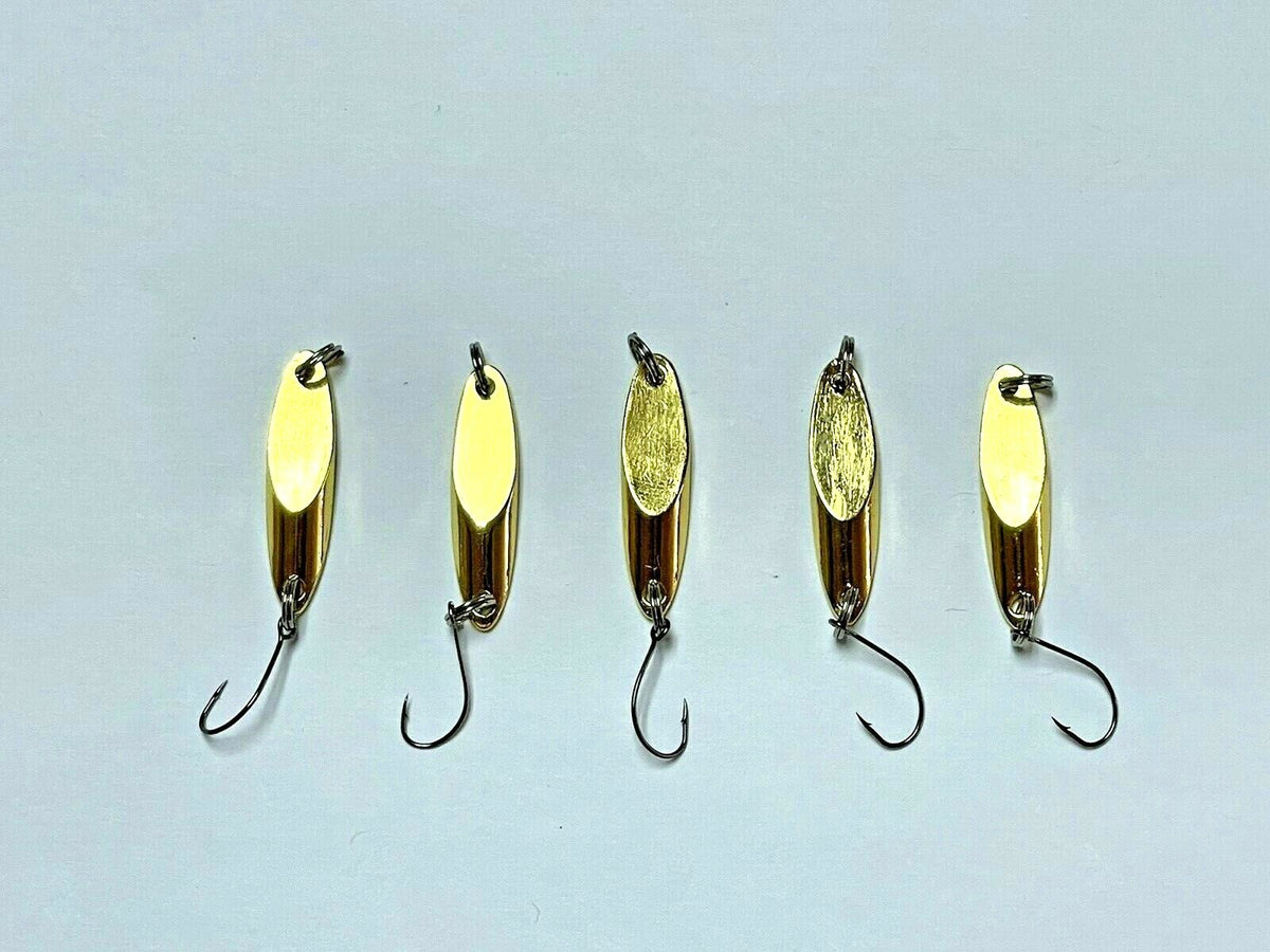 10 Gold Fishing Spoons - Kastmaster Style Bass & Trout Lures 1/8 oz