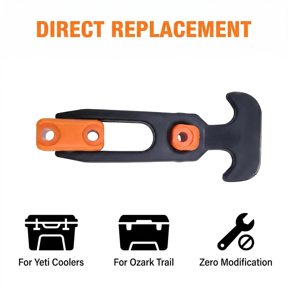 Heavy Duty Rubber T-Handle Cooler Latches for Yeti, Ozark Trail, Lifetime - 2 Pack