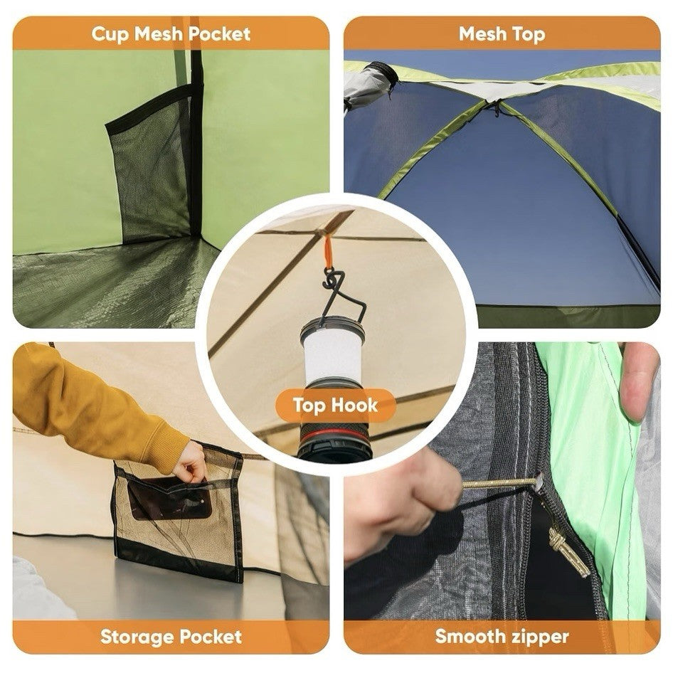 2 Person Camping Tent with Mesh Top & Easy Setup - Waterproof Lightweight Shelter