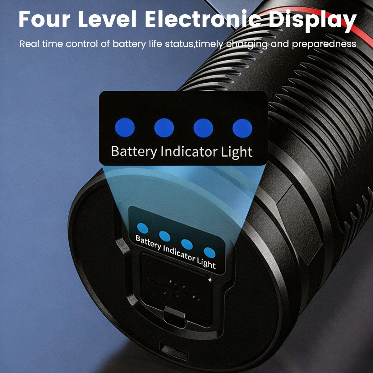 Super Bright 1000LM LED Laser Flashlight with Type-C Charging Zoomable Torch