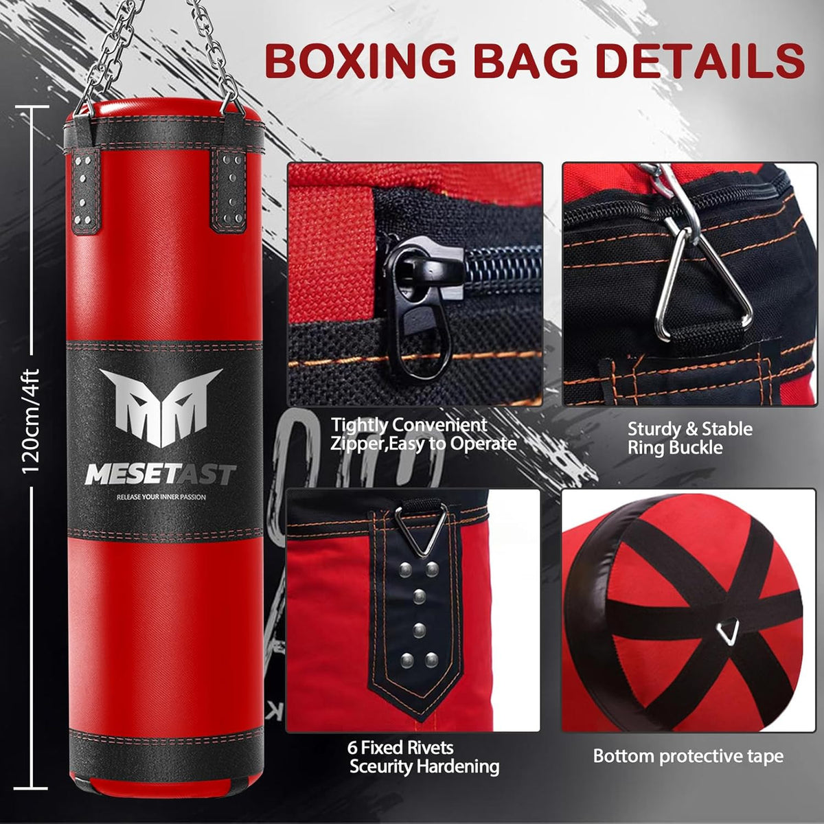 4ft Heavy Boxing Bag Set with 12oz Gloves for MMA Training - Punching Bag