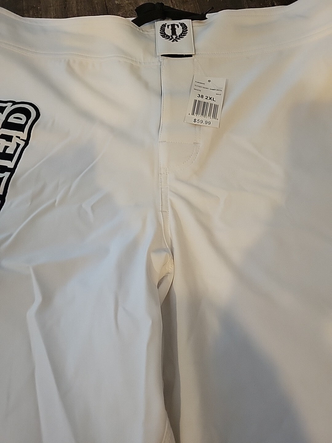 MMA Fight Shorts White 2XL Training Shorts with Drawstring
