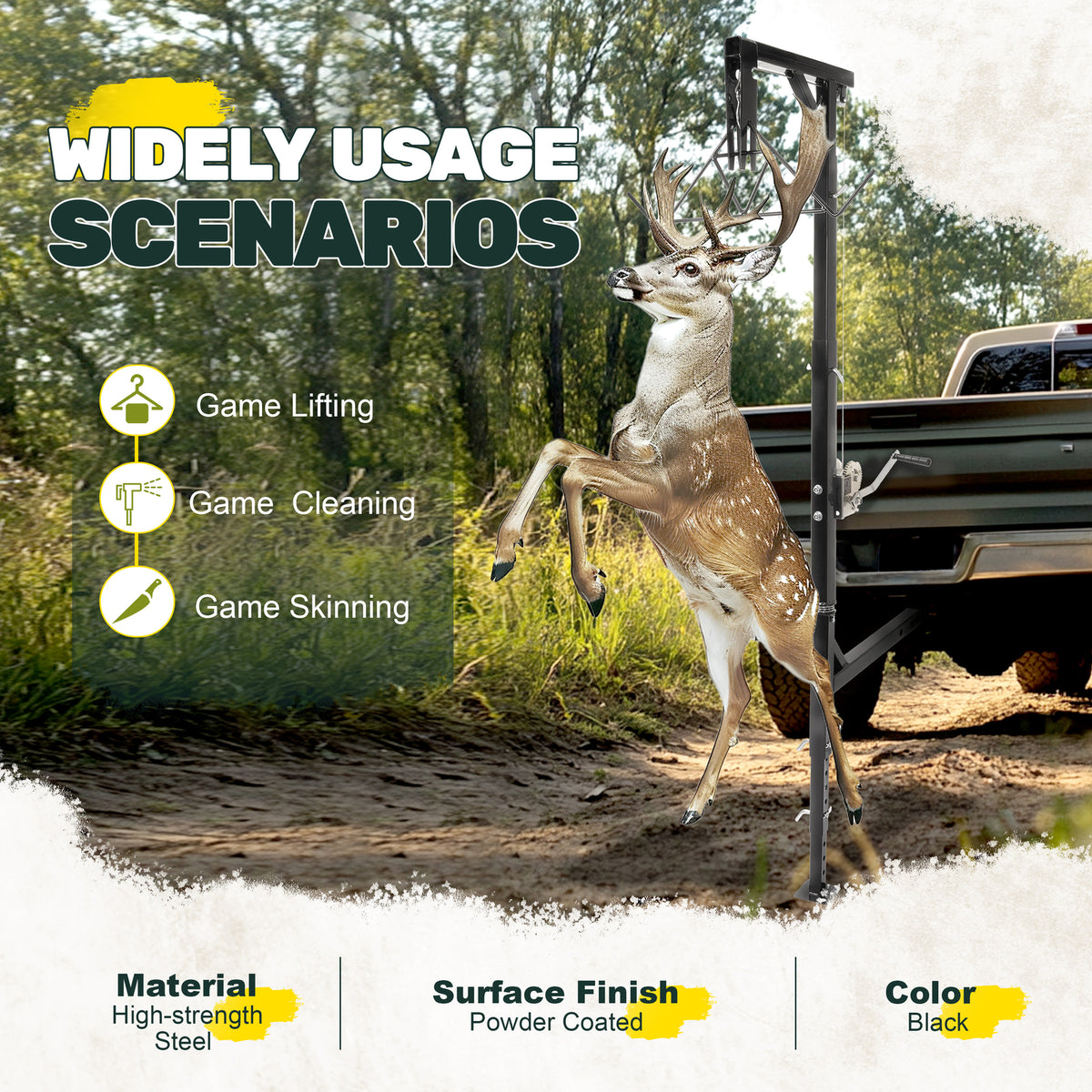 Hitch Mount Deer Hoist with Winch 400lb Capacity Swivel Gambrel Lift