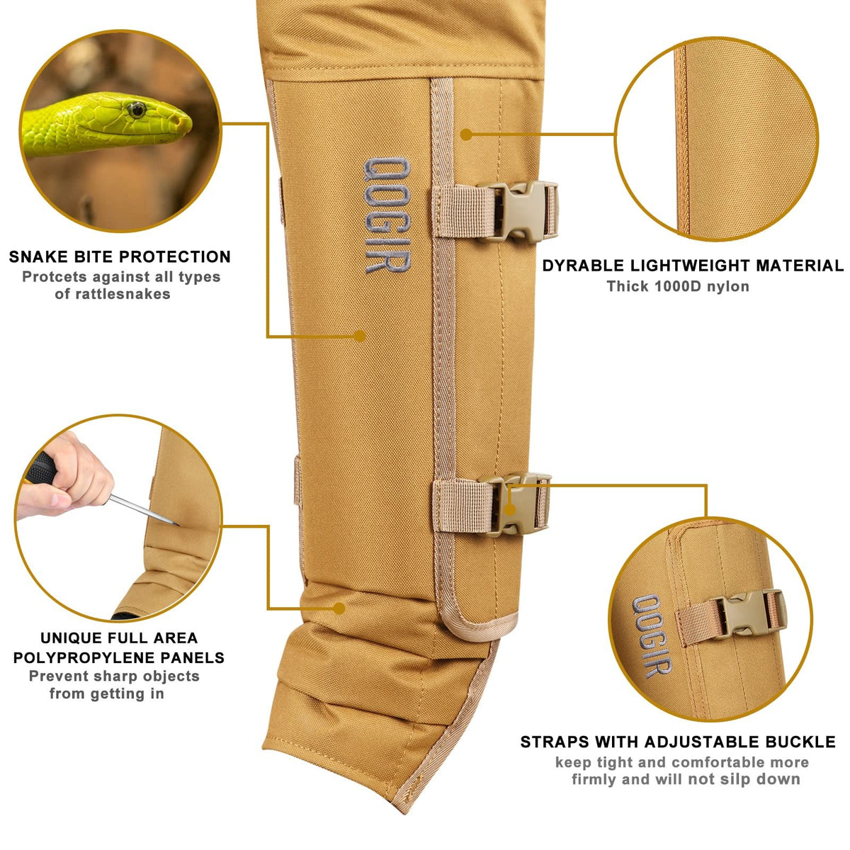 Waterproof Snake Gaiters for Protection Against Venomous Snakes - One Size Fits All