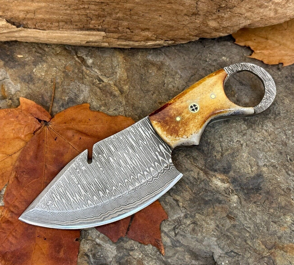 Handmade Damascus Folding Knife with Multiple Color Variants