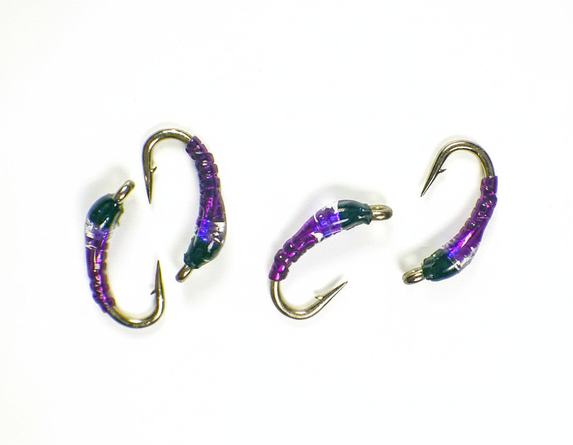Premium Trout Fly Fishing Flies - UV Purple Nymphs with Guide Ties