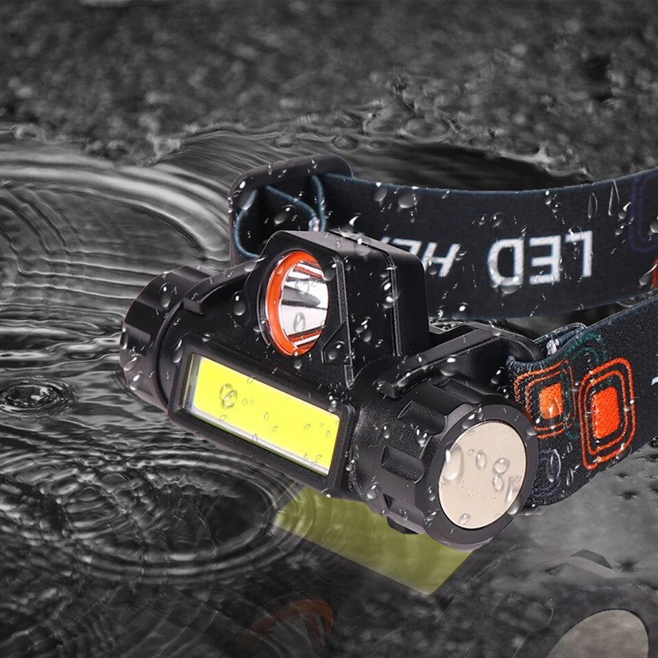 USB Rechargeable Waterproof LED Headlamp with Dual Light & 300m Range