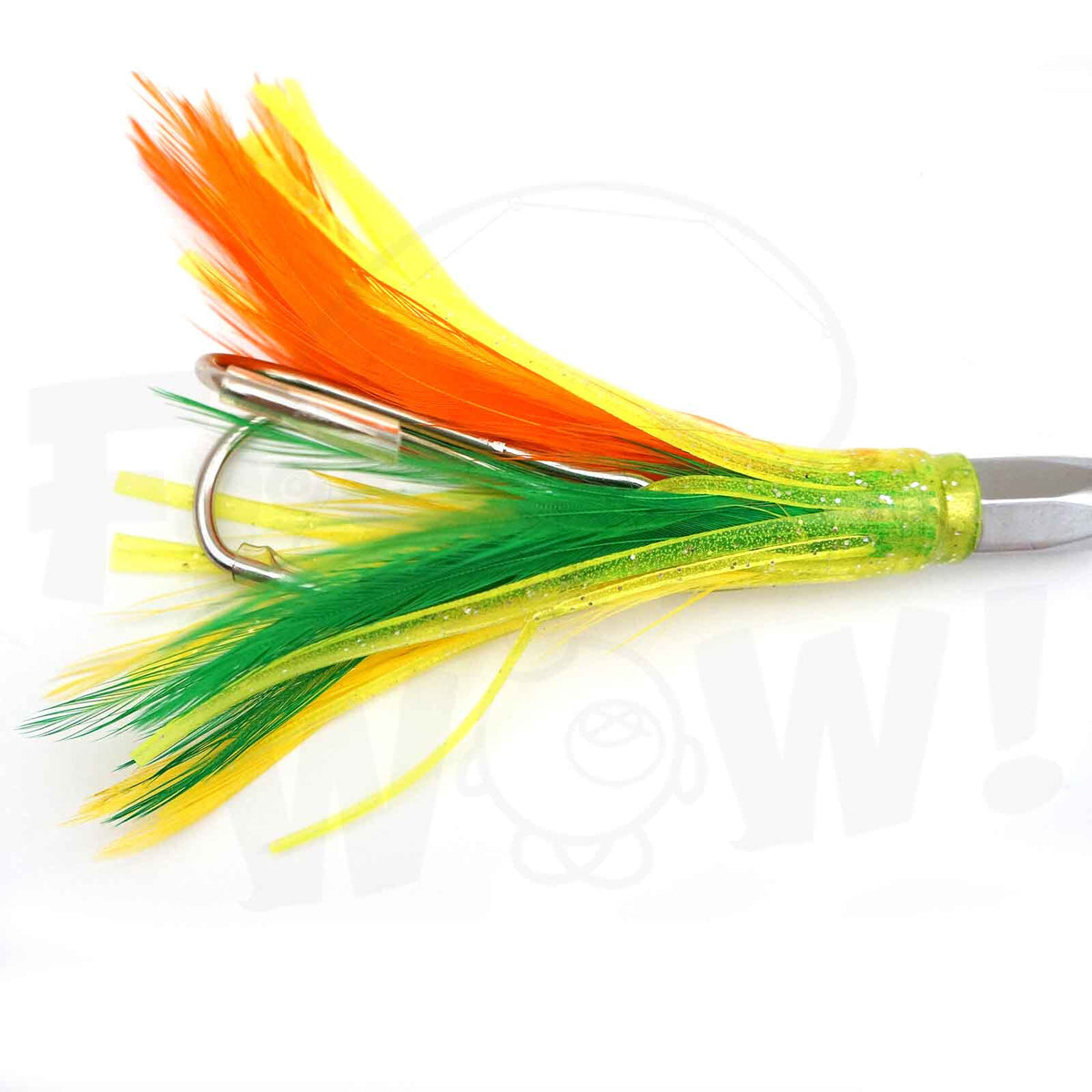10PCS 4.5-Inch Saltwater Trolling Fish Rigged Bullet Head Feather Lures