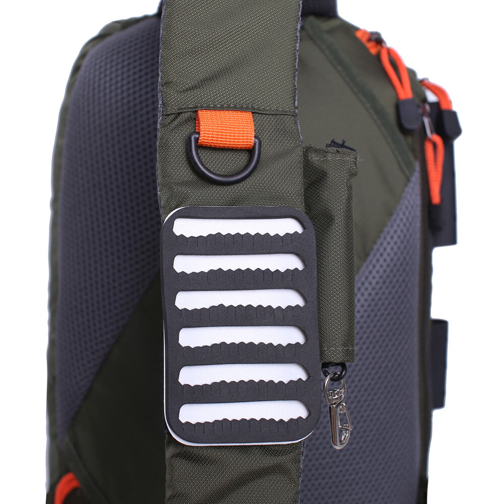 Fly Fishing Sling Bag with Multiple Pockets and Fly Patch - Lightweight Durable Chest Pack