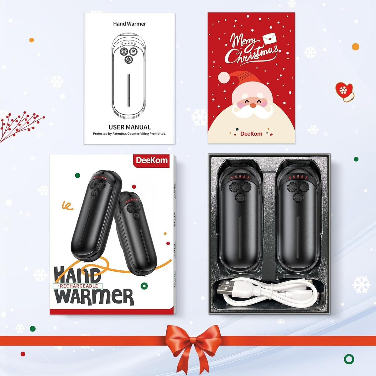 Rechargeable Hand Warmers 2 Pack with 6000mAh Power Bank for Winter