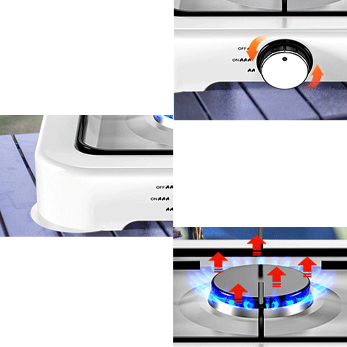 Portable 3 Burner Gas Stove for Camping Caravan Outdoor Cooking