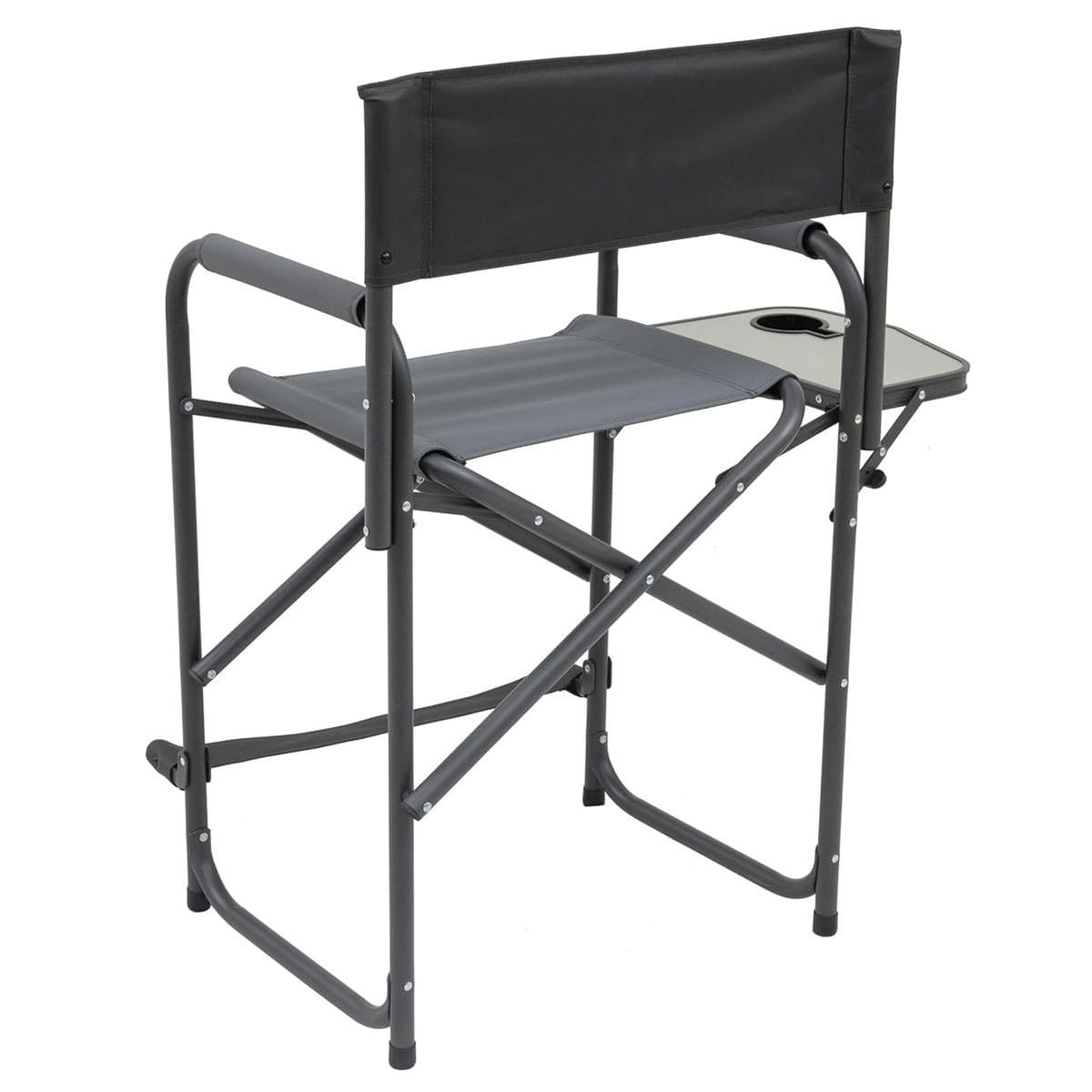 Camping Chair with Flip-Down Footrest and Side Table - Charcoal Gray