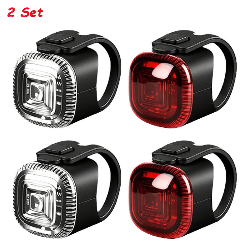 Rechargeable USB Bike Lights Set - Front and Rear LED Safety Kit