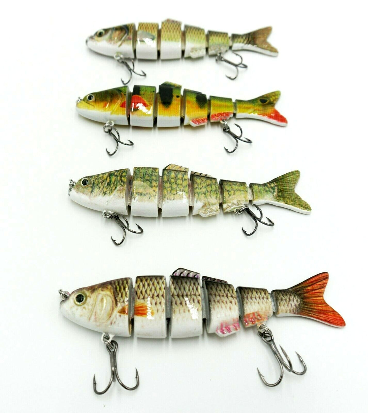 Jointed Fishing Lure Set - 4 Pack Multi-Segment Swimbaits for Fresh & Saltwater