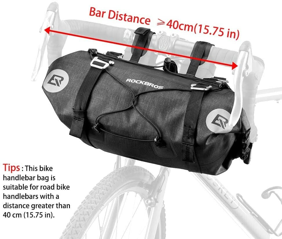 Waterproof Bike Handlebar Bag 14L - Cycling Front Roll Bag for Bikepacking