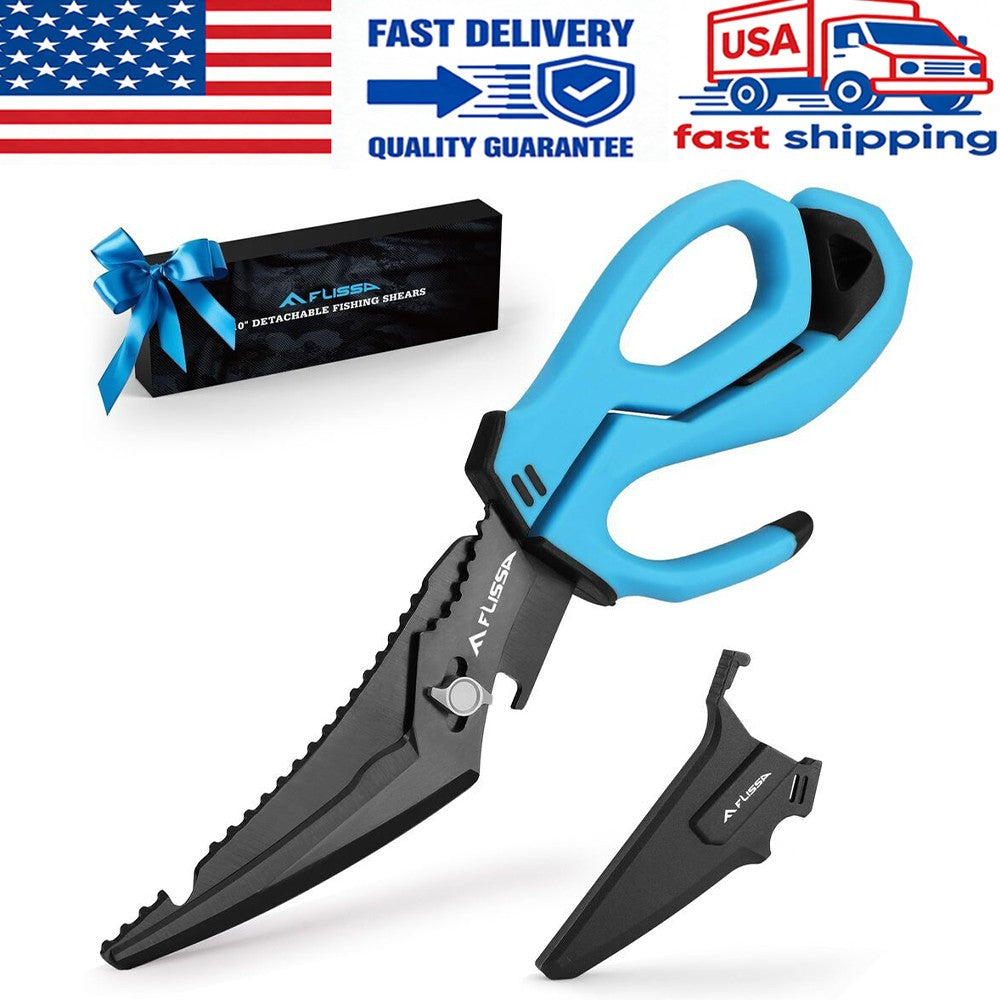10-Inch Stainless Steel Detachable Fishing Scissors with Fish Scaler & Multi-Tool