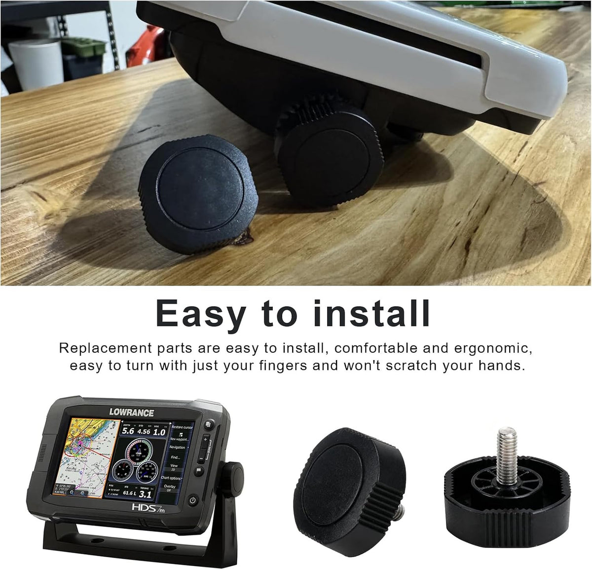 Marine Fish Finder Mount Knobs Replacement Set for Lowrance & Simrad Models