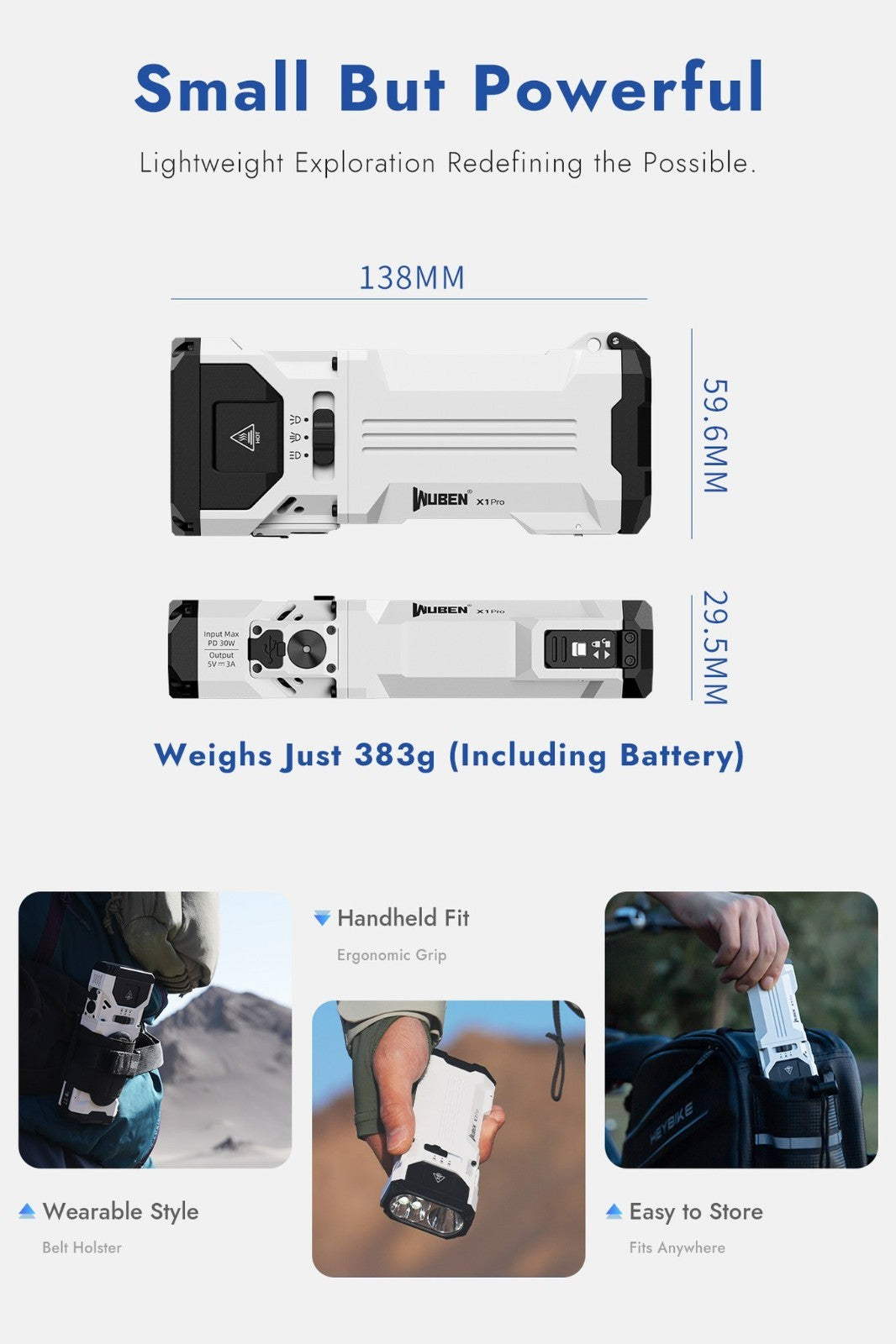 Rechargeable Tactical Flashlight - High Lumens Compact LED with USB-C