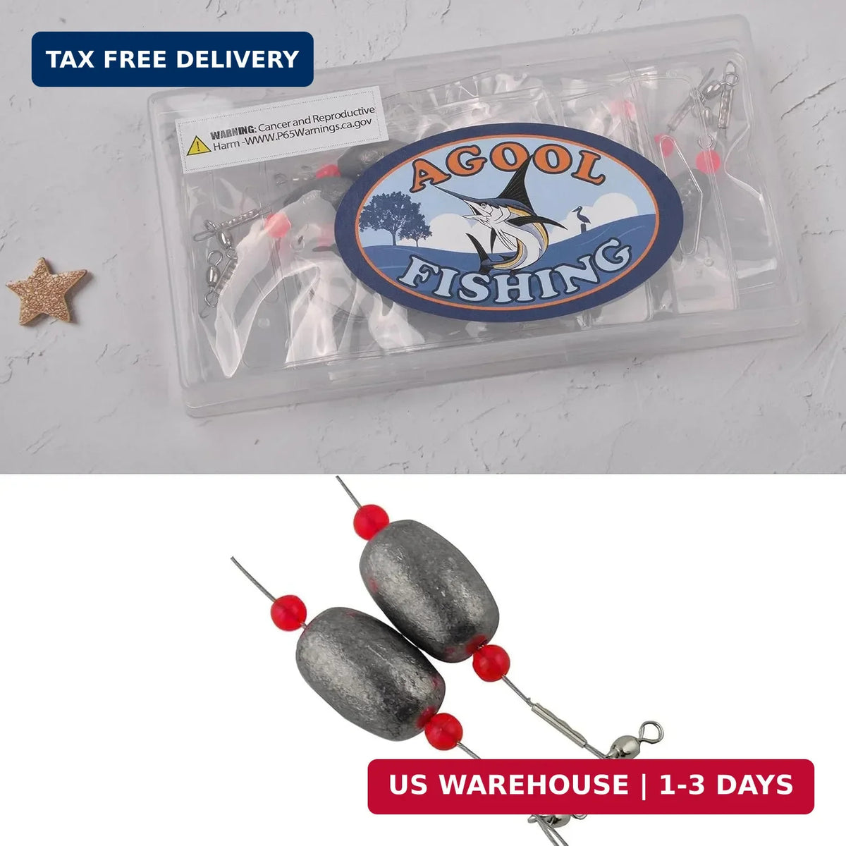 Saltwater Bottom Fishing Rig with Egg Sinkers and Wire Leaders for Flounder, Catfish, Redfish