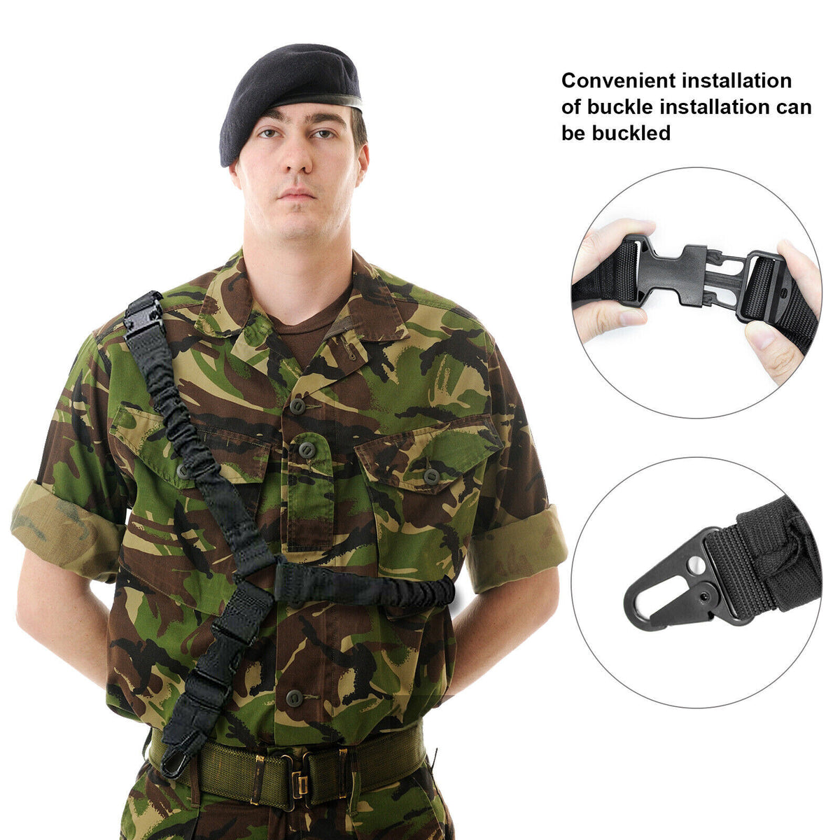 Single Point Tactical Gun Sling Strap Bungee Rifle with Quick Release