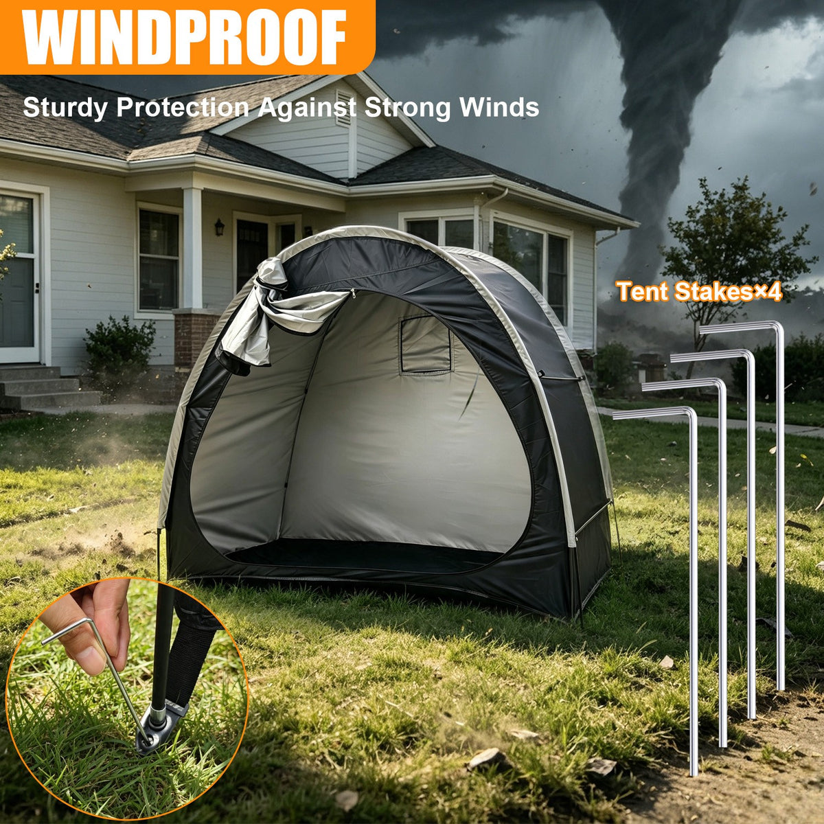 Portable Waterproof Bike Storage Tent for 2-4 Bicycles Outdoor Shelter