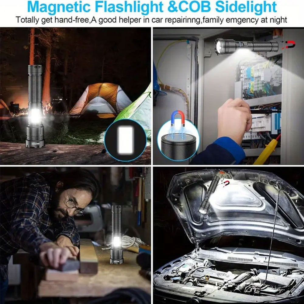 Rechargeable 20W LED Torch with Zoomable COB Light - USB Powered