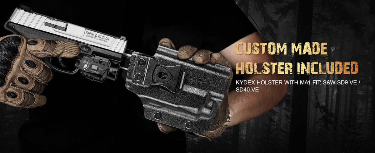 Laser Light Combo Holster for SD9VE/SD40VE with 800-Lumen Flashlight & Green Laser