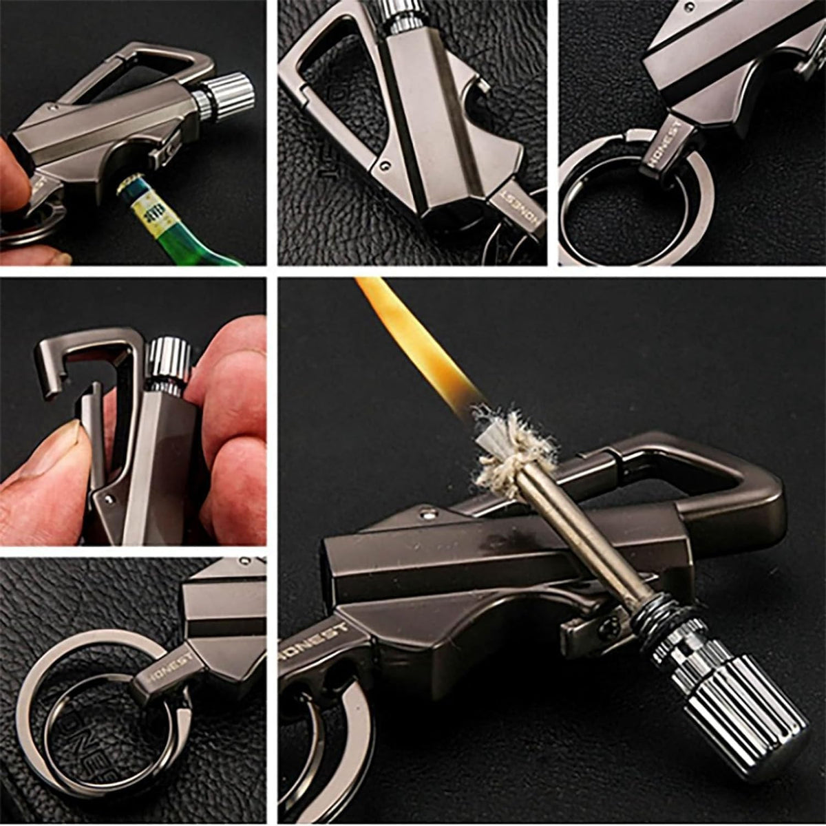 Portable Windproof Match Lighter with Keychain Bottle Opener - Outdoor Survival Tool