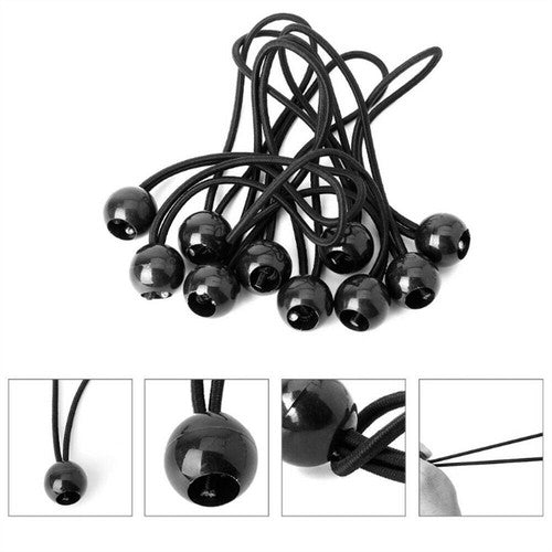 Heavy Duty Black Bungee Cord Tie Down Straps - Canopy Tarp Ties 6" & 9"