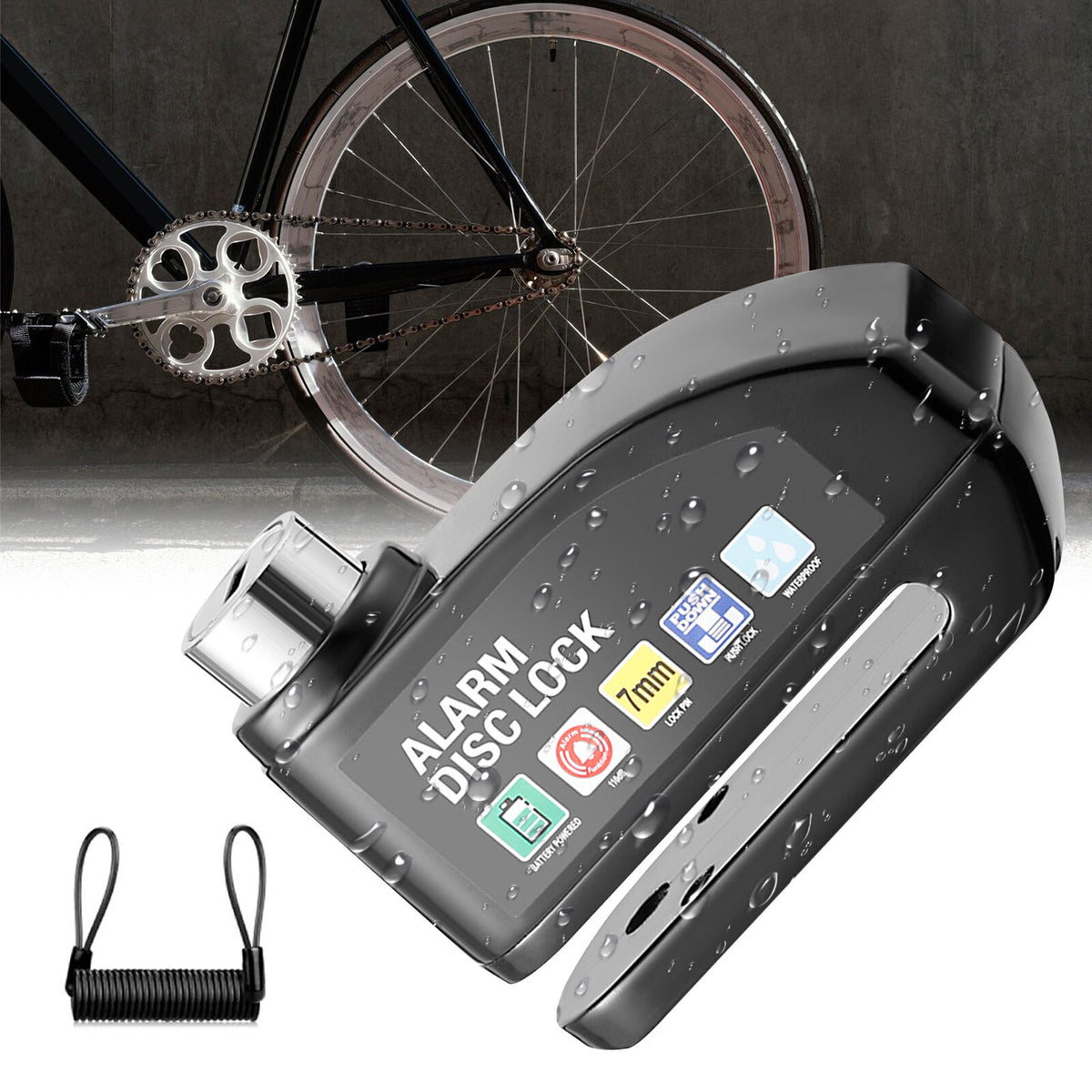 Anti-Theft Bicycle Disc Lock with Alarm for Motorcycle Scooter Security