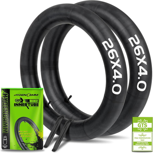 26 Inch Fat Bike Inner Tubes 3.5-4.0 Width with Schrader Valve - 2 Pack