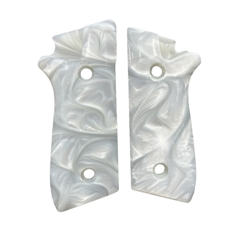 White Pearl Resin Pistol Grip for Taurus PT-92 & Similar Models - Custom Firearm Grip