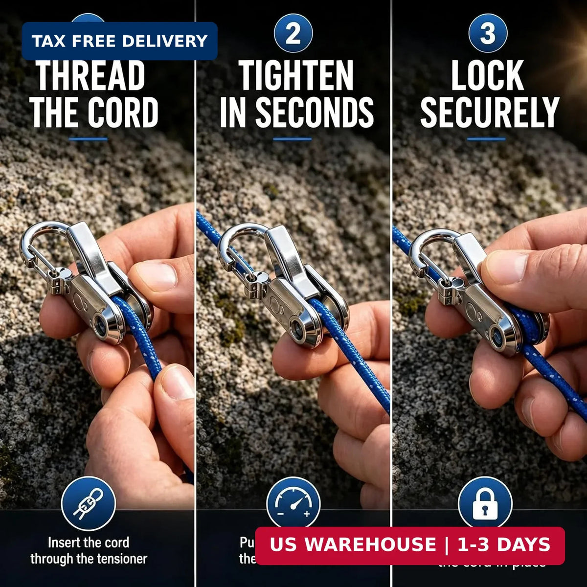 Heavy-Duty Paracord Rope Tensioners with Roller - 6 Pack Camping & Outdoor Gear