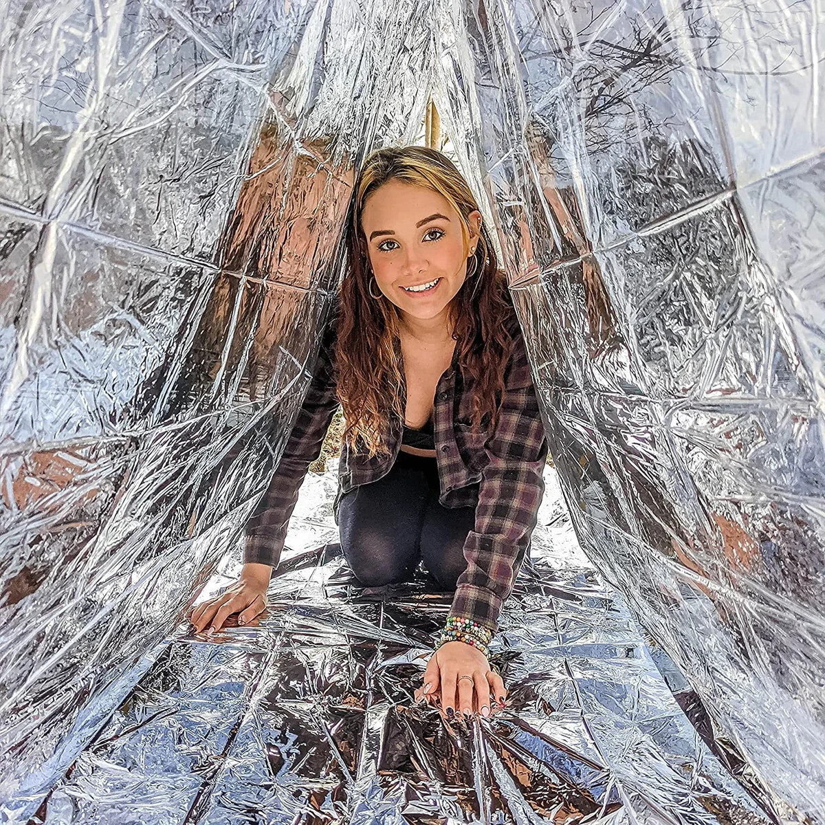 Emergency Mylar Survival Tent 95x61 Inches Pack of 3 - Insulating Weatherproof Shelter