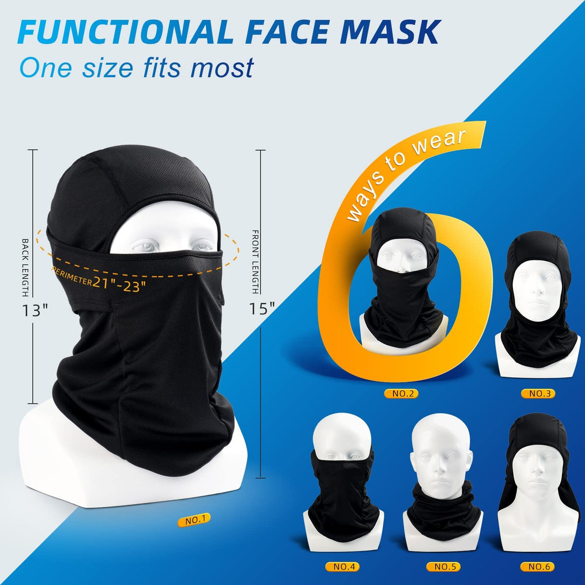UV Protection Full Face Mask Balaclava for Ski Cycling Running Men Women