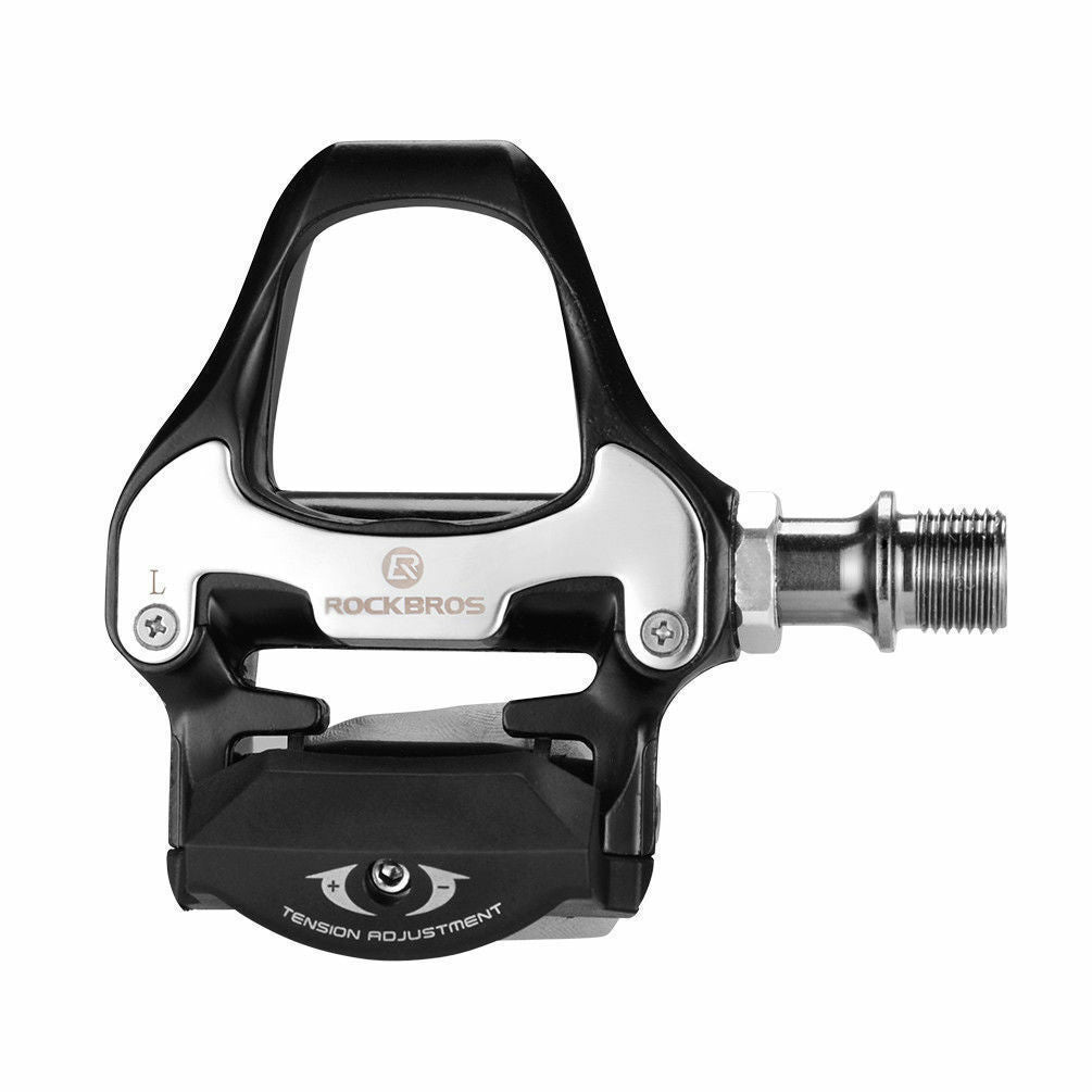 Road Bike Clipless Pedals with SPD-SL Cleats - Self-Locking Aluminum Alloy