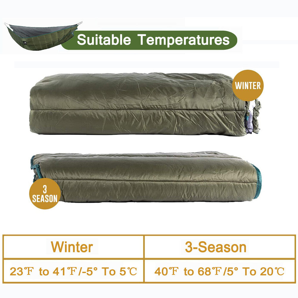 Double Hammock Underquilt Warm Outdoor Thermal Blanket for Camping & Hiking